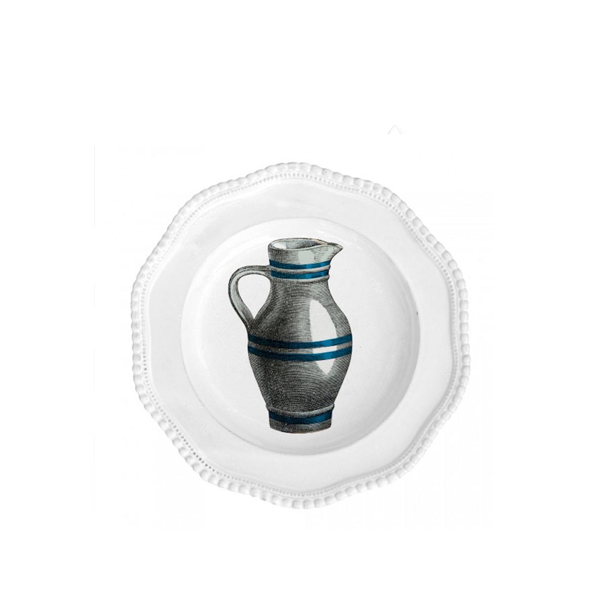 'Striped Pitcher' Decorated Soup Plate, 24cm