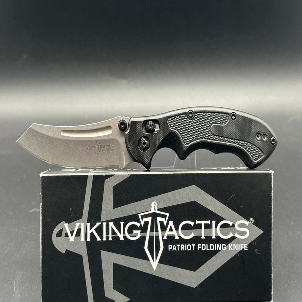 Viking Tactics VTAC-K6PF-85 Patriot made by Hogue 20CV stonewashed black G10 handle