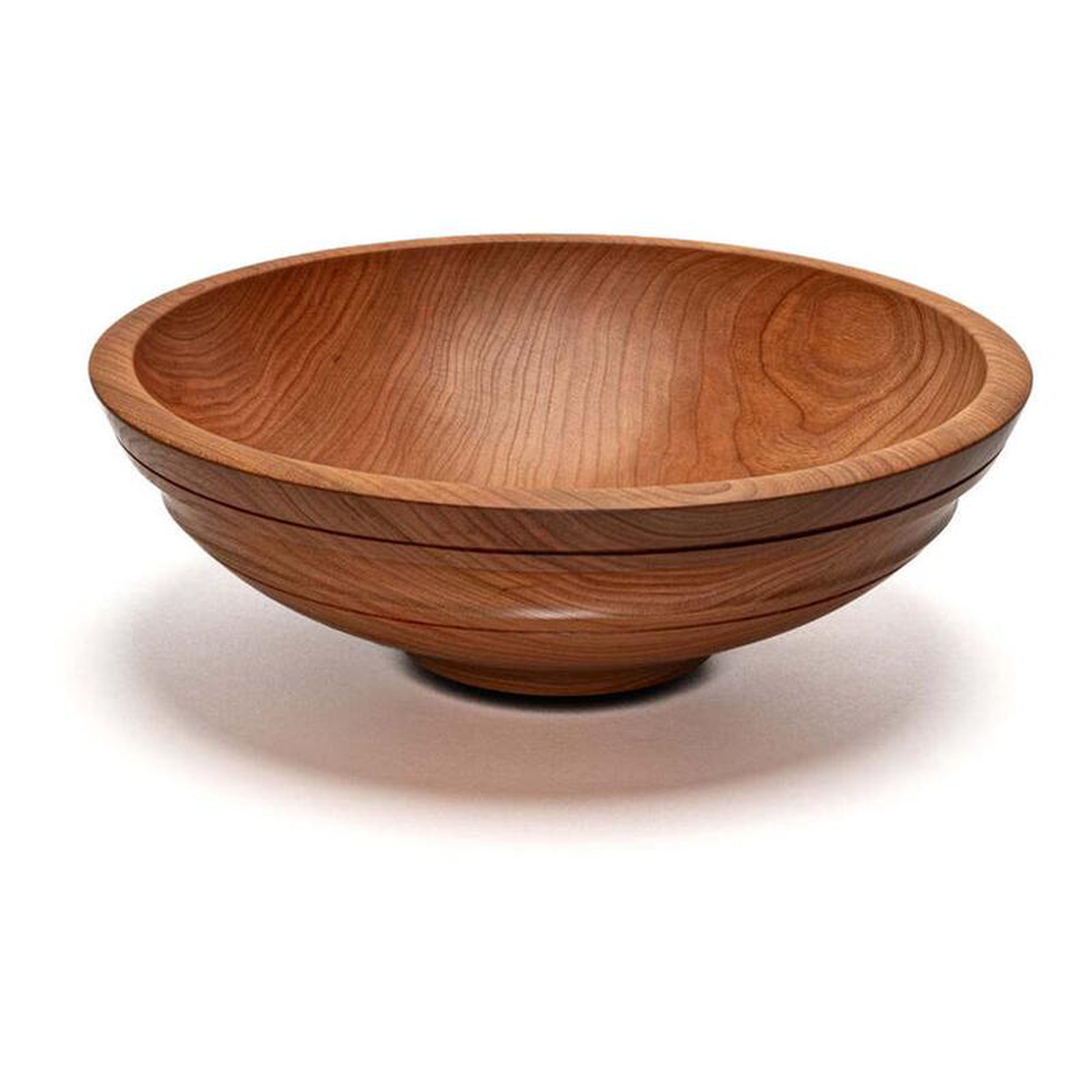 Willoughby Medium128243 Cherry Round with Ridge Wooden Bowl by Andrew Pearce