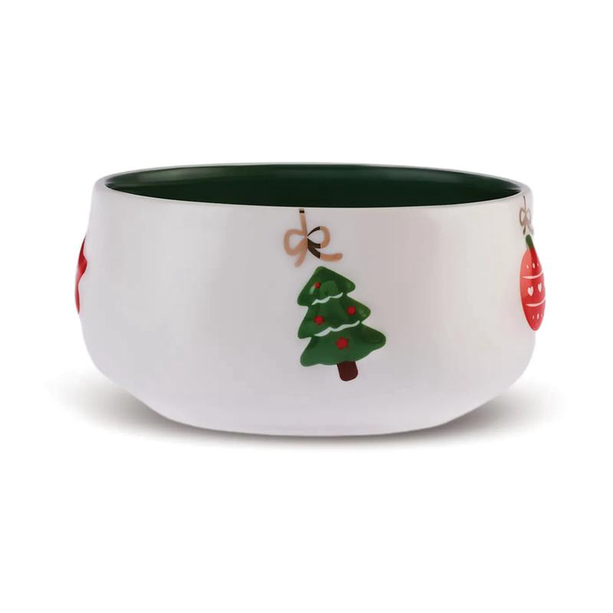 Karaca New Year Christmas Porcelain Snack Bowl 11cm White Green