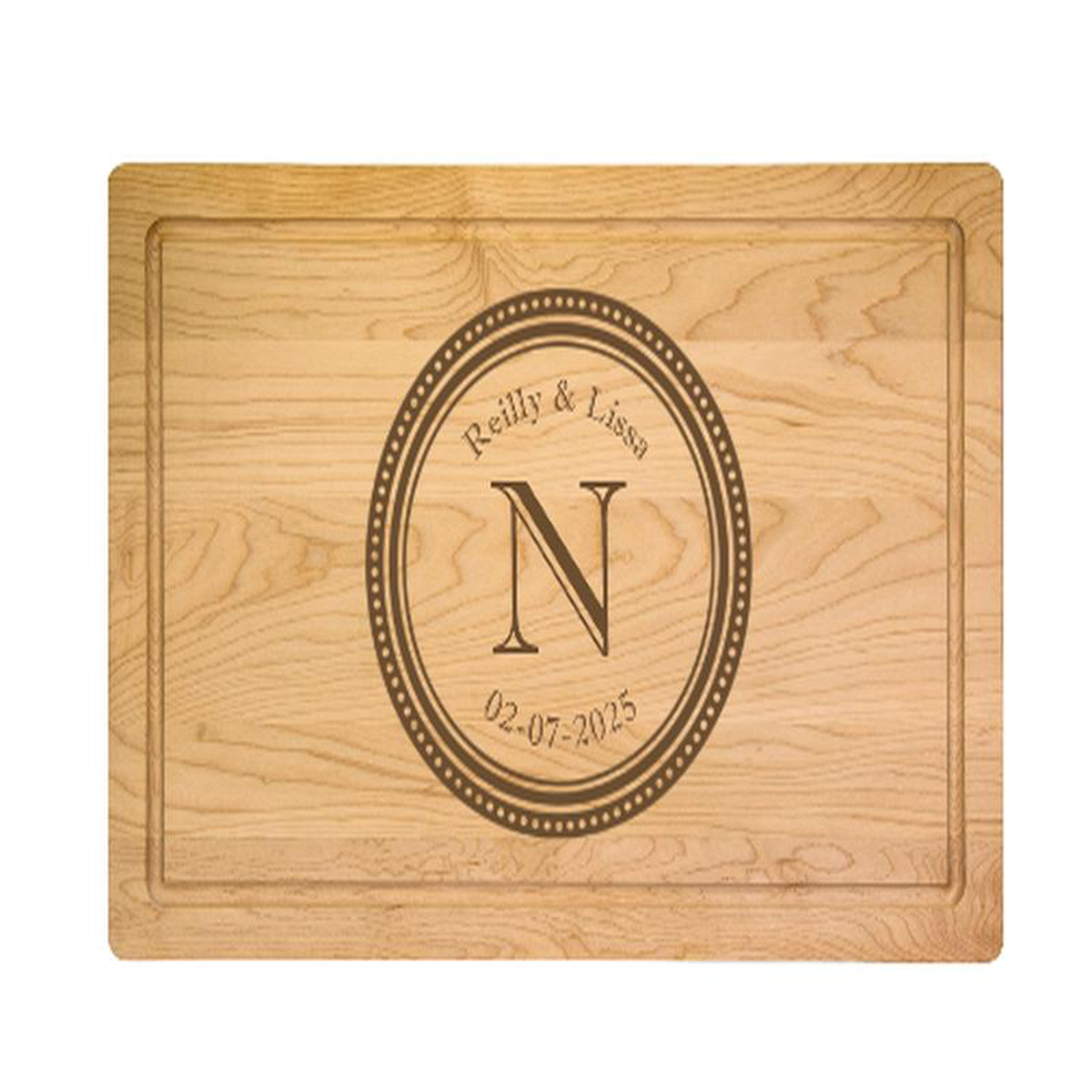 248221 Personalized Rectangle Wood Cutting Board by Maple Leaf at Home (no handles)