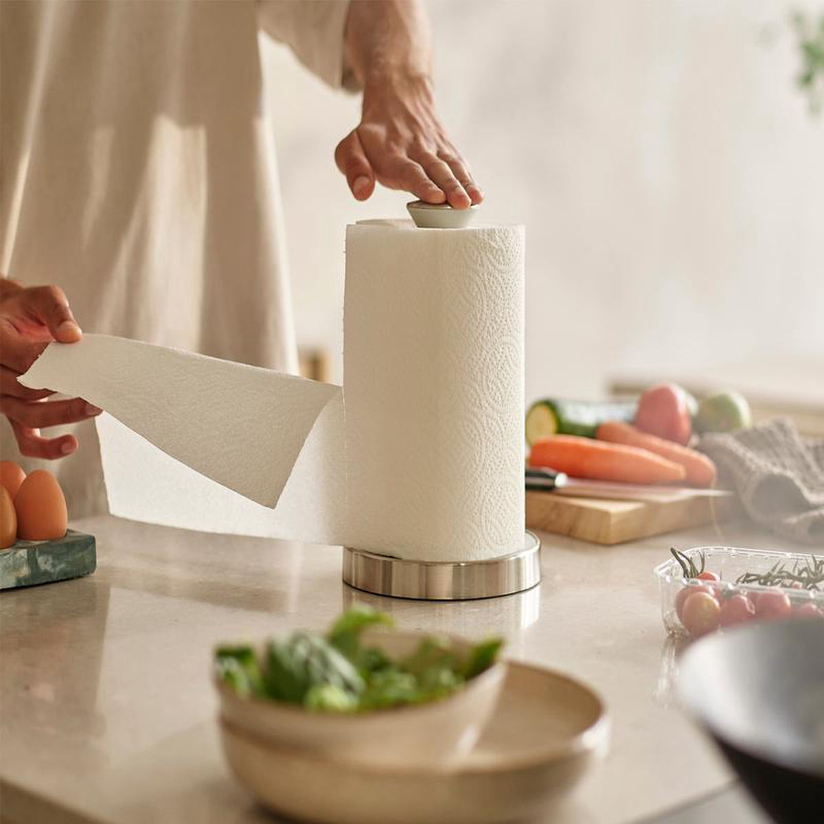 Joseph Joseph Push 038 Tear Stone Kitchen Roll Holder Grey