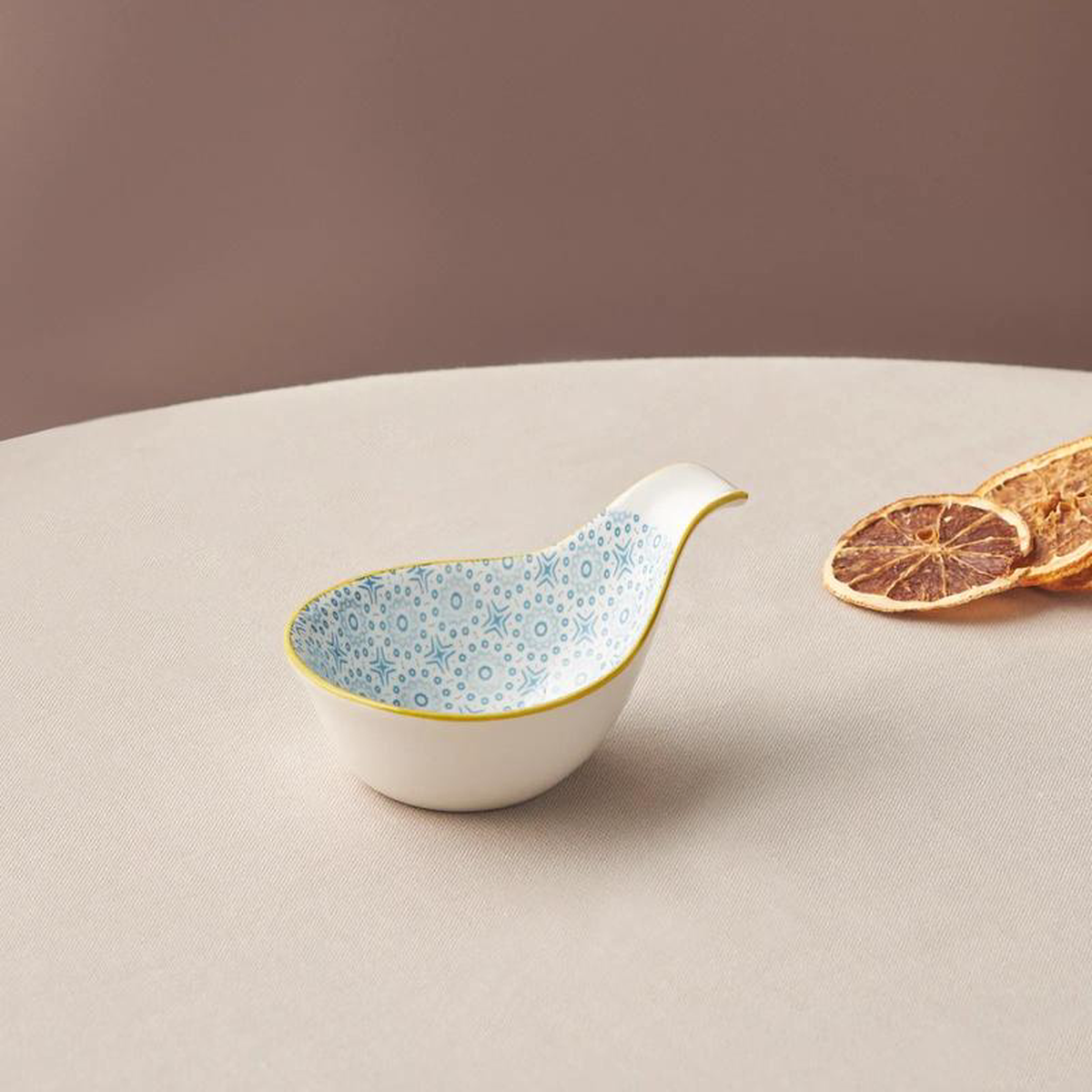 Karaca Floral Porcelain Drop SnackSauce Bowl 10cm Blue