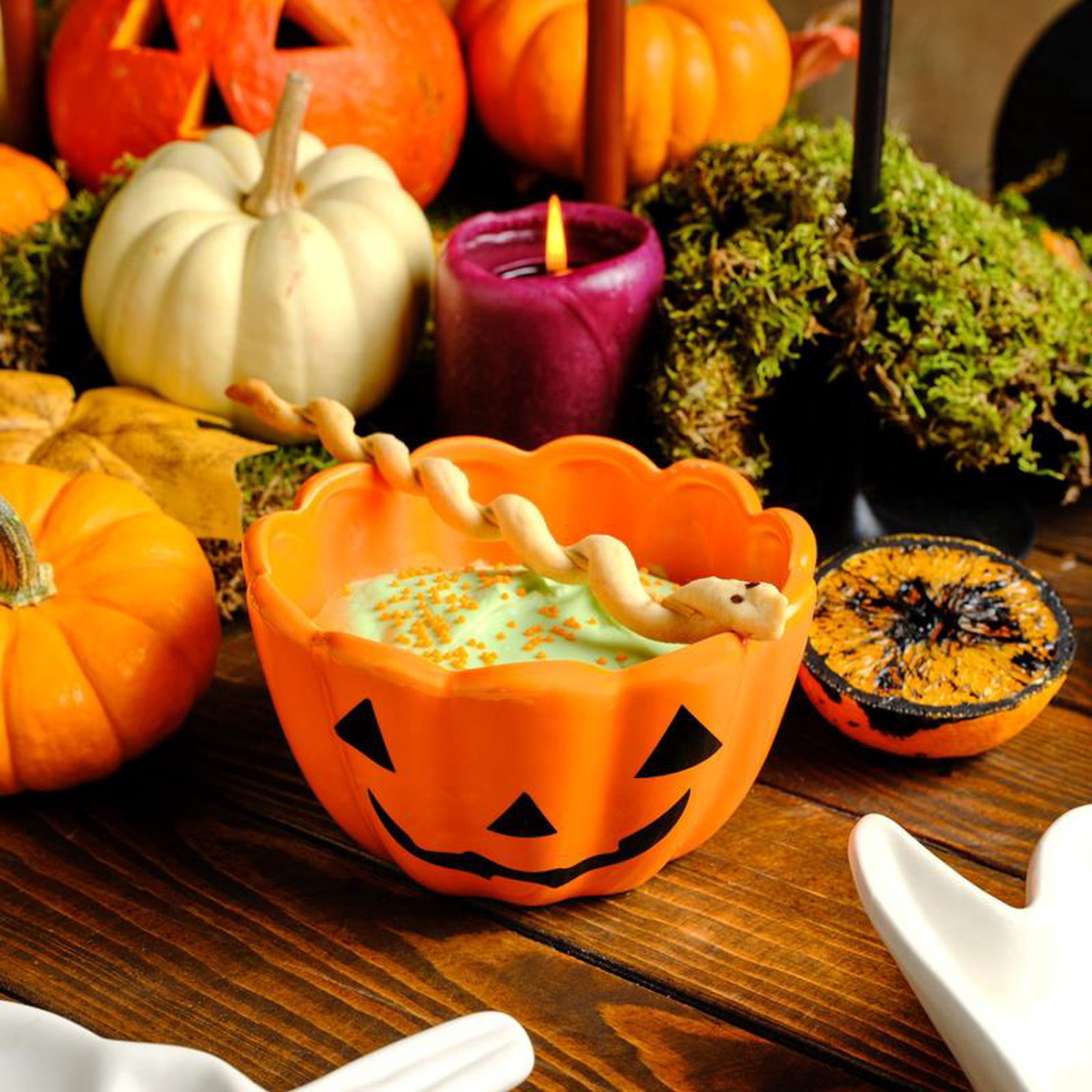 Karaca Halloween Pumpkin Ceramic Snack Bowl 13cm Orange