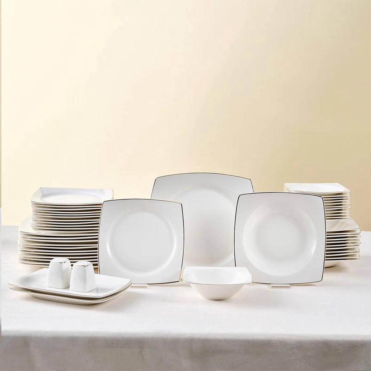 Karaca Vesta 52-Piece Bone China Dinner Set for 12 People Gold