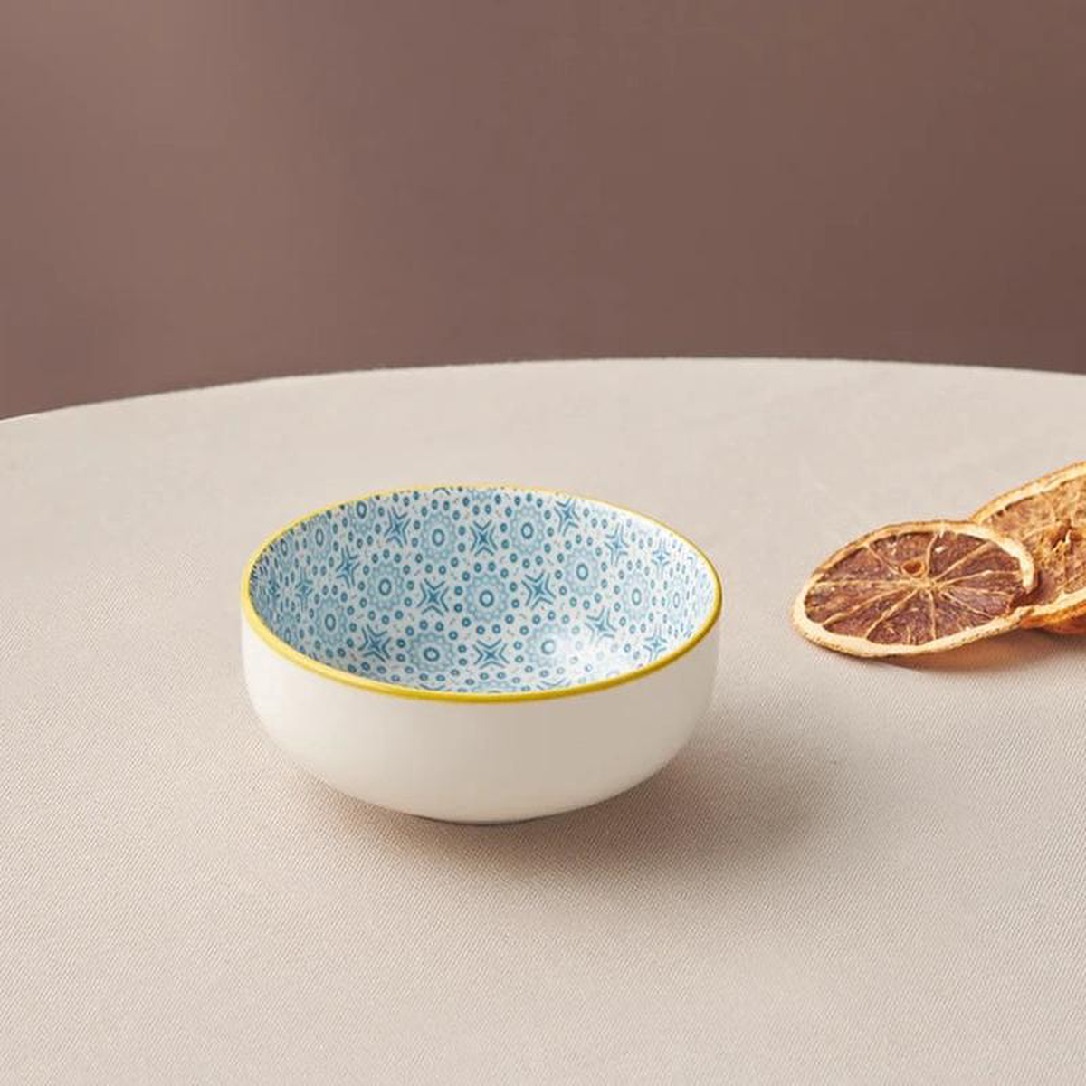 Karaca Floral Porcelain Round Snack Bowl 10cm Blue