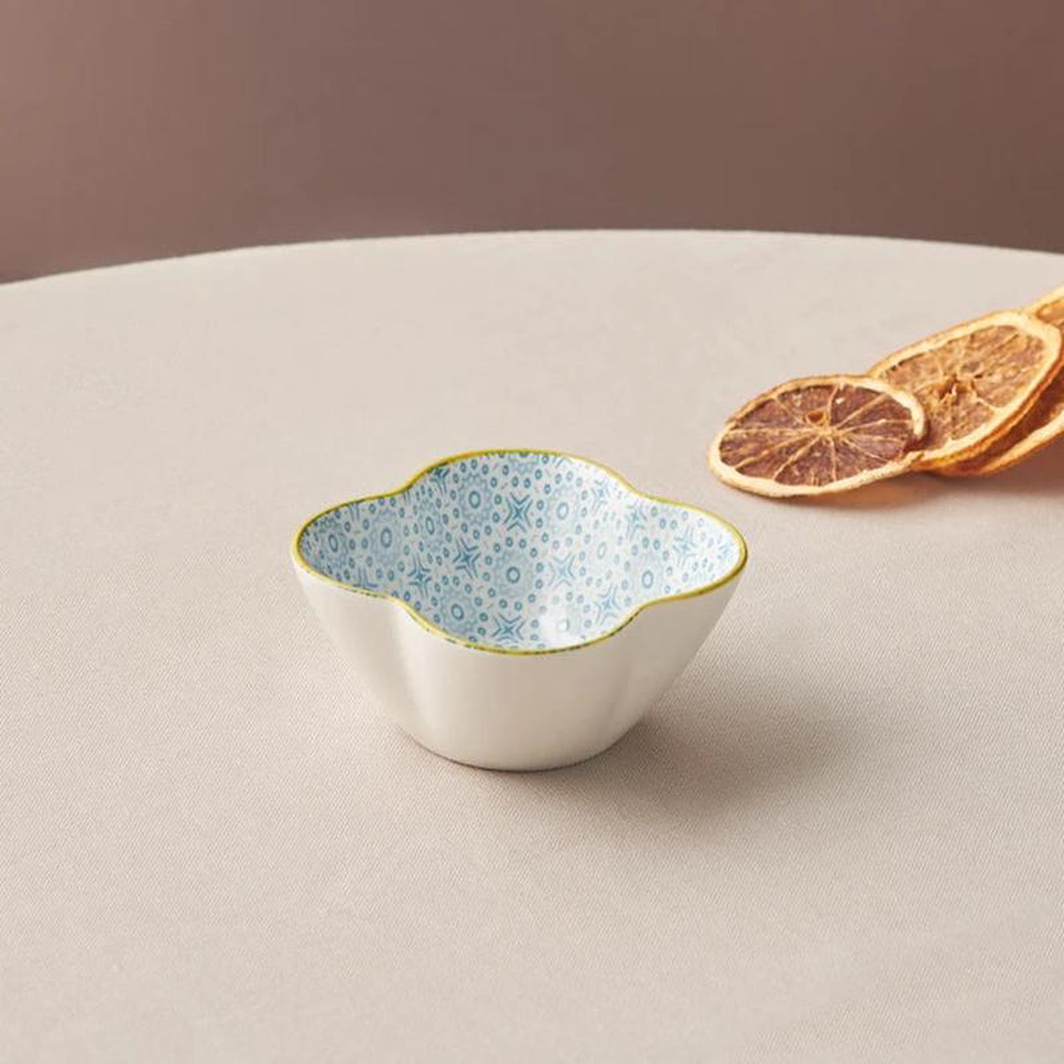 Karaca Floral Porcelain Clover Snack Bowl Blue 10cm