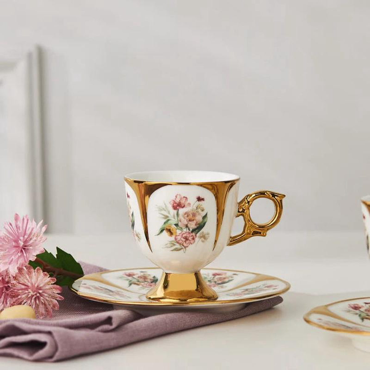 Karaca Ske Porcelain Espresso 038 Turkish Coffee Cup Set for 2 People 90 ml Multi